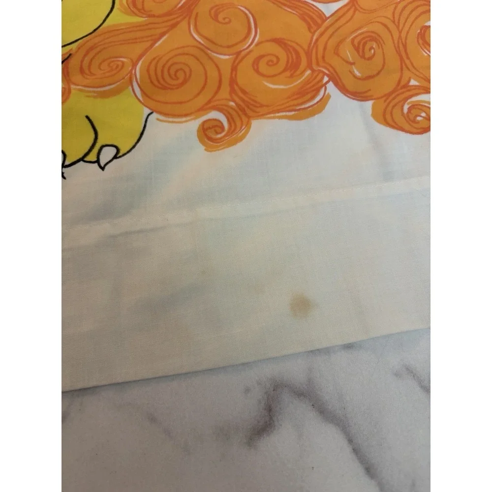 VTG Lady Pepperell Lion Flat Sheet Twin 72x104 Groovy Mod Psychedelic 70s HTF